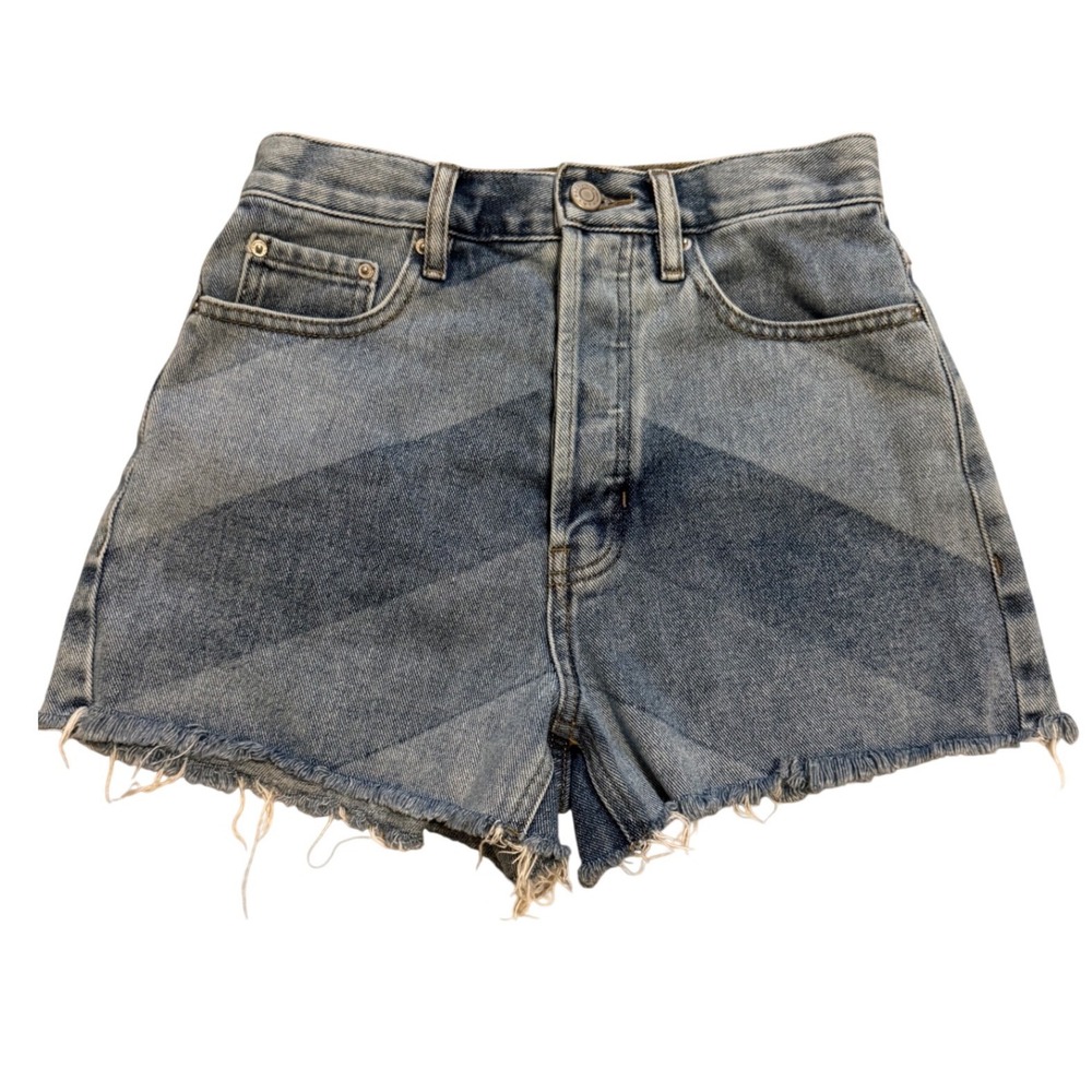 PacSun Vintage Short Womens 24 Blue Excellent Ultra High Rise Colorblock Denim